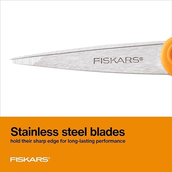 Fiskars Premier No. 5 Micro-Tip Orange-Handled Fabric Scissors, Double Loop - Image 3