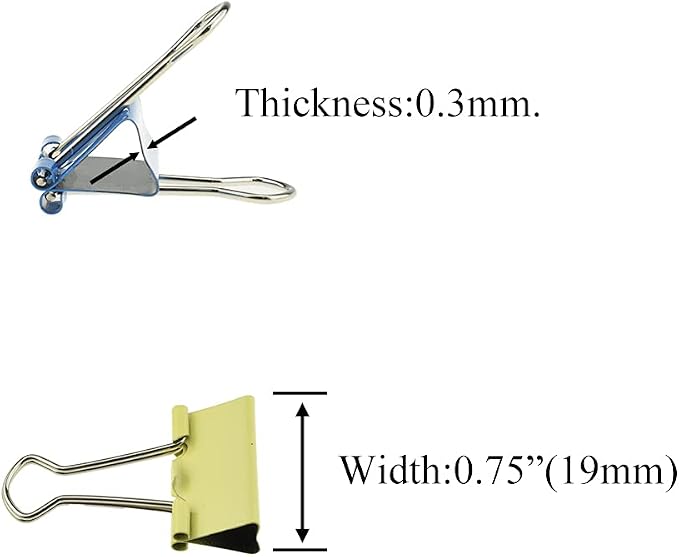 HAHIYO Binder Clips Paper Clamps Spring Steel Sturdy Small 0.75 inches Width - Image 2