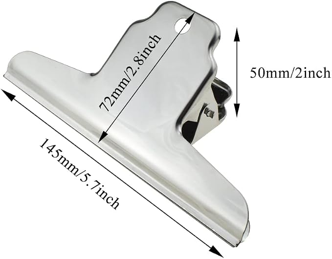 HAHIYO 5.7inch Silver Bulldog Clips Metal File Hinge Binder Clamps Save Space - Image 2