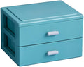 Desk Organizer with 2 Drawers, Solid Color Plastic Desk Storage Box, Desktop by Alunsito