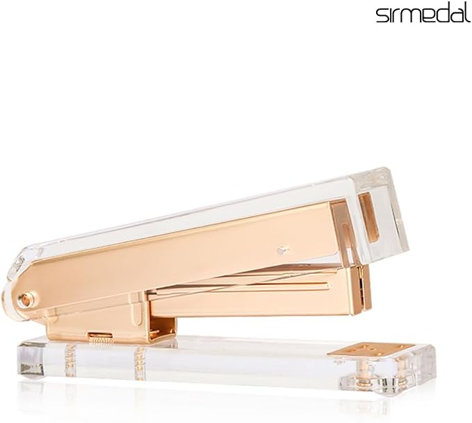 Elegant Ultra Clear Acrylic Office Supplies Acrylic Stapler Matte Gold Desktop - Image 2