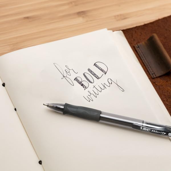 BIC Glide Bold Black Ballpoint Pens, Bold Point, 12-Count Pack, Retractable - Image 4