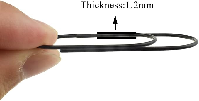 HAHIYO Paper Clips 2 inches Length Black Wide Paperclips Vinyl Coated Prevent - Image 3