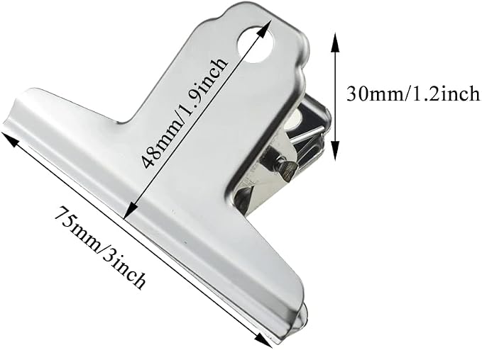HAHIYO 3inch Silver Bulldog Clips Metal File Hinge Binder Clamps Save Space - Image 2