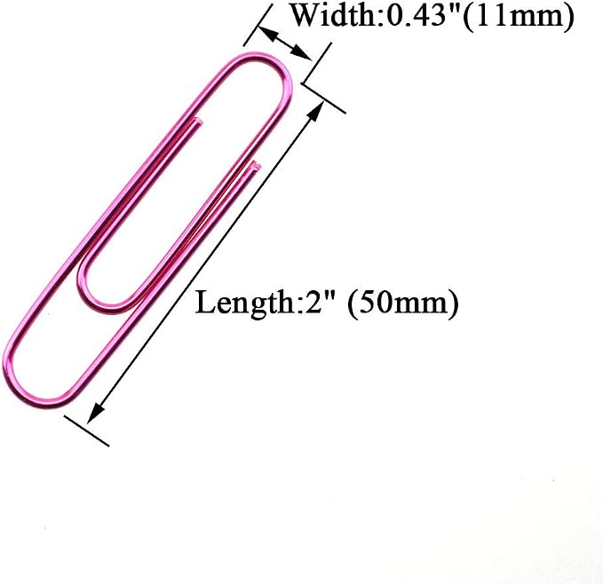 HAHIYO Paper Clips Large 2 inches Length Pink Paperclips Vinyl Coated Prevent - Image 2