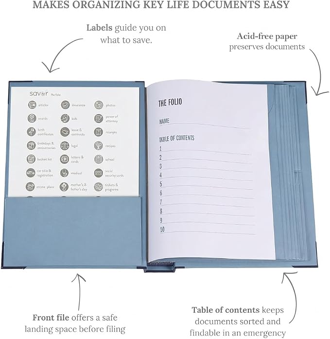 The Folio® Important Document Organizer by Savor | Binder - Image 3