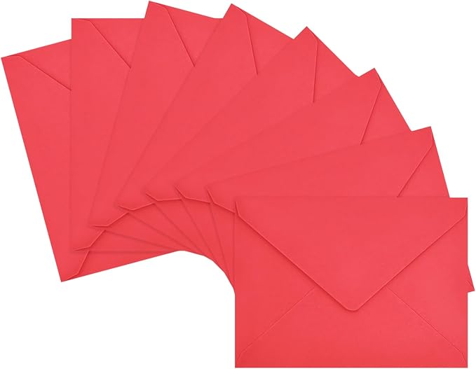 100 Pack Red A7 Envelopes, Christmas New Years Greeting Card Envelopes Self Seal by LIKAJON