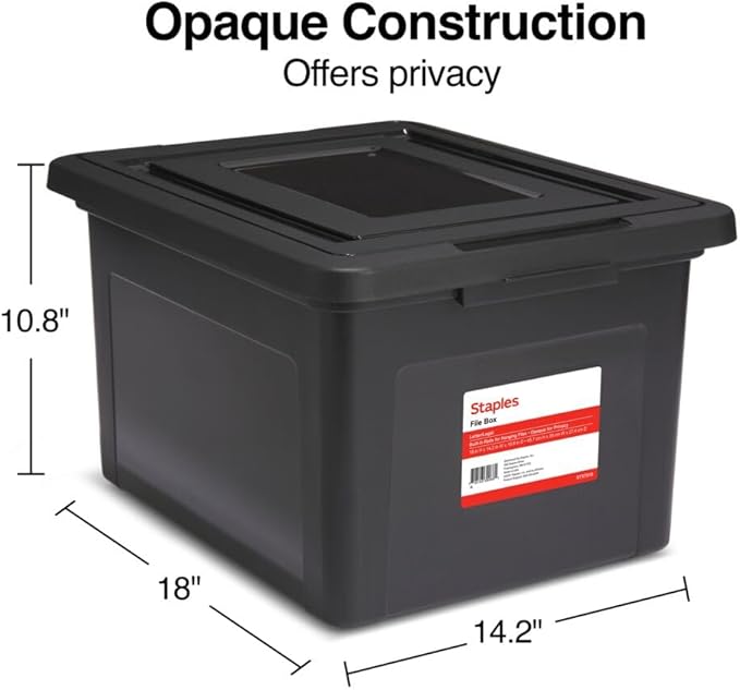 STAPLES File Box Plastic File Box Snap, Letter/Legal Size - Image 5