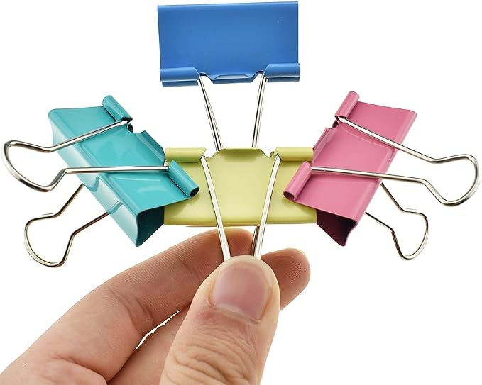 HAHIYO Binder Clips Paper Clamps Spring Steel Sturdy Large 1.57 inches Width by HAHIYO