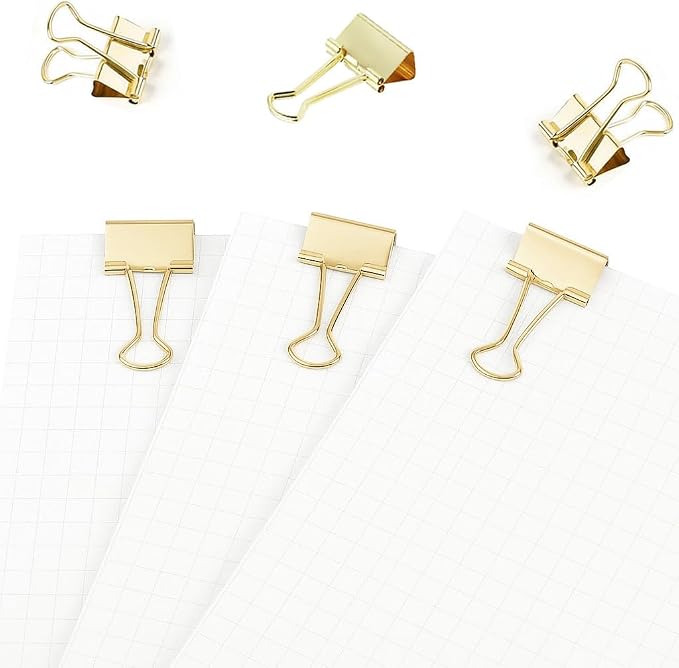 50 Pack Small Gold Binder Clips 3/4 Inch, Colored Little Paper Clamps, Tiny - Image 4