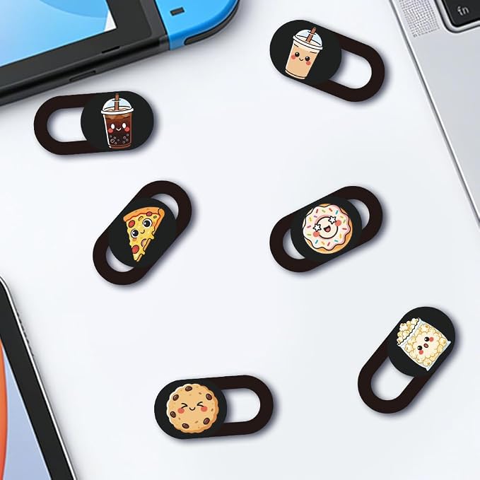 6Pcs 6 Styles Food Theme Camera Cover Slide Sticker 0.04 Inch Privacy Guard - Image 4
