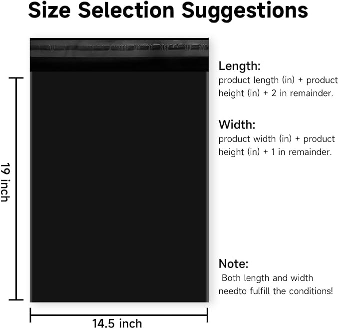 Poly Mailers 14.5x19-10 Pcs Bulk Shipping Bags Shipping Envelopes Black - Image 2