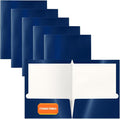 Better Office Products 2 Pocket Glossy Laminated Navy Blue Paper Folders by BetterOfficeProducts