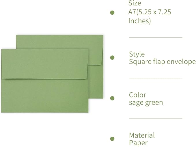 100 Pack Sage green 5x7 Envelopes - Image 7