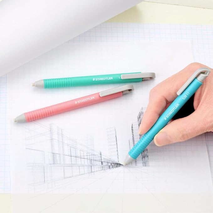 STAEDTLER Vinyl Eraser Holder 12-Pack: 3 Units Retractable Erasers - Image 2