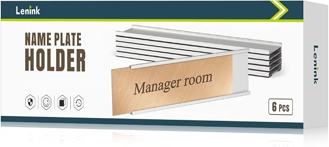 Lenink 6 Pack Name Plate Holder, Wall Mount Office Door Name Plate Holder by Lenink