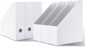 Rempry Magazine File Holders White, Foldable Cardboard Document Organizer Boxes by Rempry