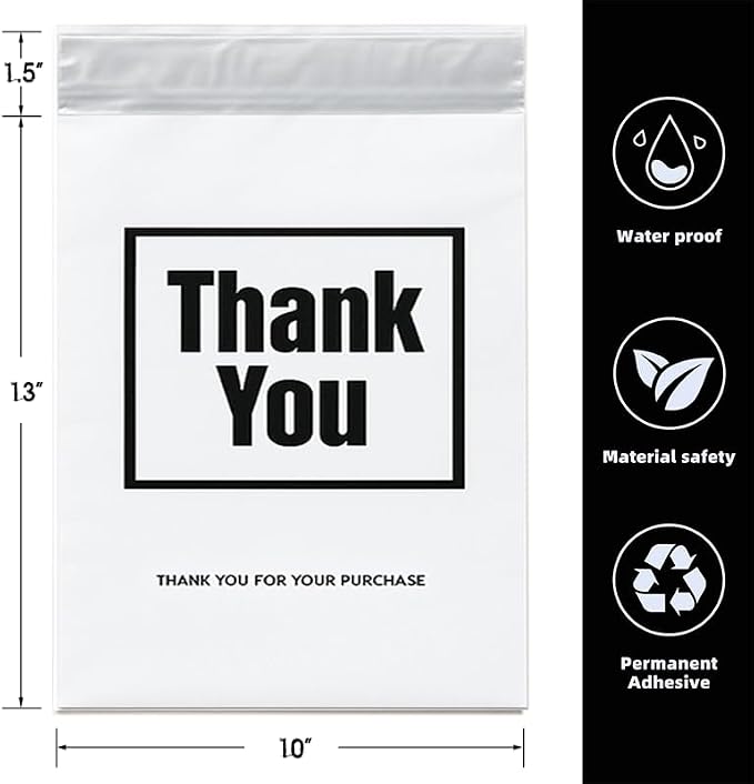 POLYSELLS Thank You Poly Mailers 10x13 inches 100 Pcs Waterproof Self-Sealing - Image 2
