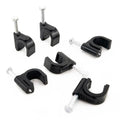 HS Cable Clips 8mm with Steel Nail 200 Pieces Black，Ethernet Management U by HS