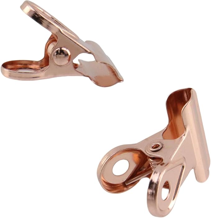 Xiaoyztan Mini Clips, 20mm Wide Rose Gold Bulldog Clips Paper Clip Binder Bull - Image 4