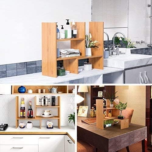 Sorfity Adjustable Desktop Bookshelf, Desk Organizer Display Shelf Counter Top - Image 6