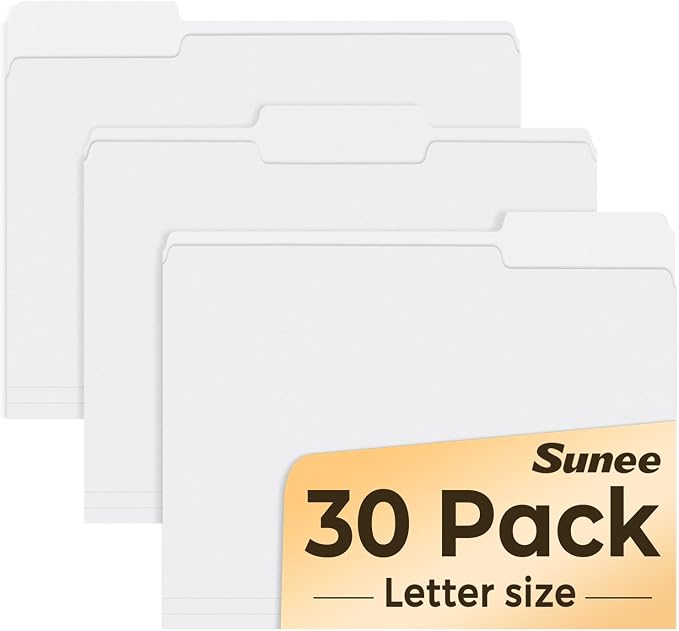 SUNEE File Folders, 30 Pack Manilla Folders 8.5 x 11, Colored File Folders Home by SUNEE