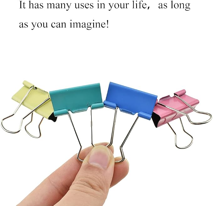 HAHIYO Binder Clips Paper Clamps Spring Steel Sturdy Medium 1.26 inches Width - Image 4