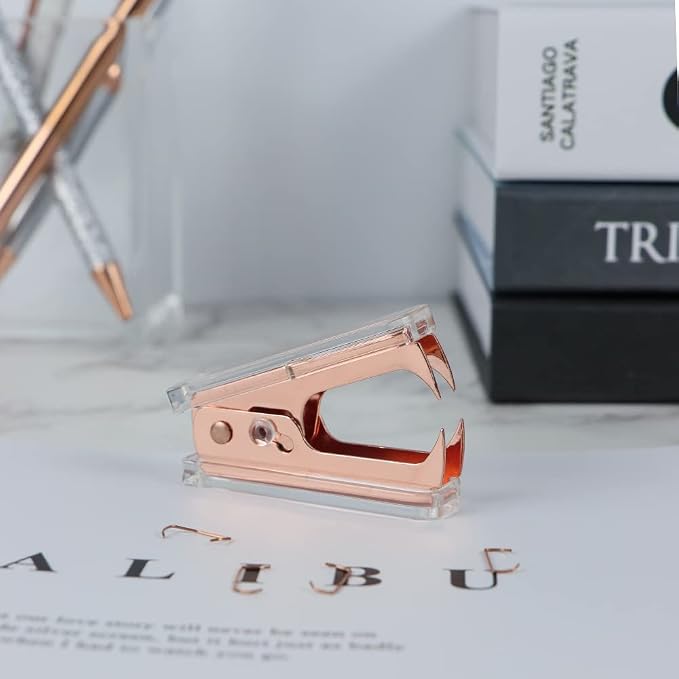 NatSumeBasics Staples Remover Rose Gold Clear Acrylic Staple Puller Removal Tool - Image 2