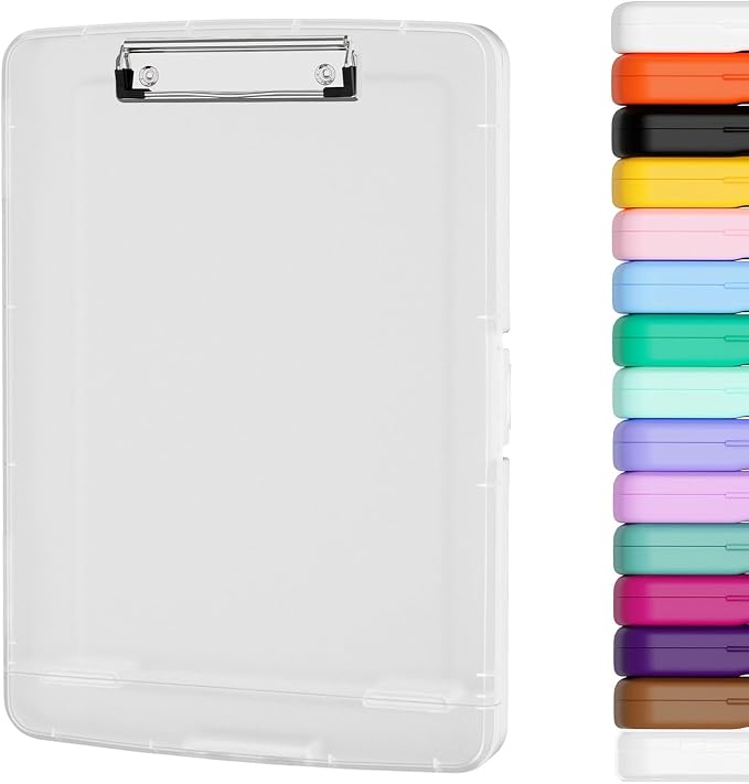 Piasoenc Clipboard with Storage, 8.5 x 11 Organization Box with Pen Holder and by Piasoenc