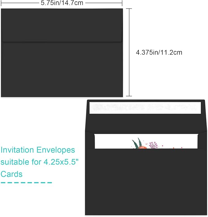 70 Packs of Invitation Envelopes, A2 Envelopes Black, Postcard Envelopes - Image 2