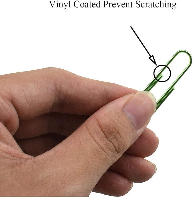 HAHIYO Paper Clips Large 2 inches Length Green Paperclips Vinyl Coated Prevent - Image 3
