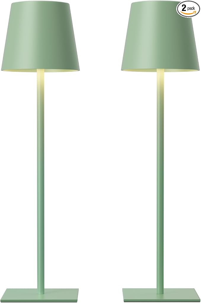 Kakanuo Green Cordless Rechargeable Table Lamp, 2 Pack Portable Desk Lamp by KakanuoLightings