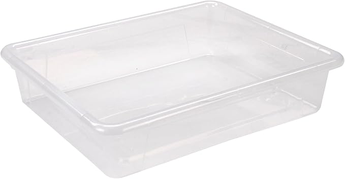 Storex Flat Storage Tray, Letter Size, Unbreakable Clear by Storex
