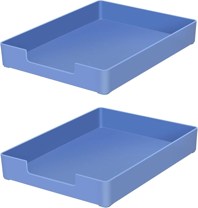 Stackable Letter Tray, 2 Pack Blue, Desk Organizer | Plastic stackable letter by RHONZHAO