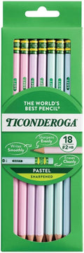 Ticonderoga Wooden Pencils, Pre-Sharpened, 2 HB Soft, Pastel Colors by Ticonderoga