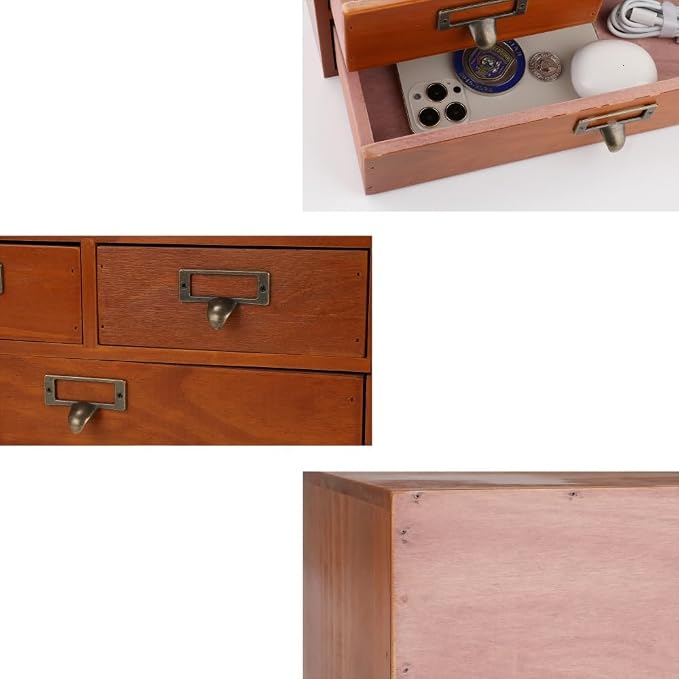 Wooden Storage Box Countertop Drawers Vintage Wooden Drawers Apothecary Cabinet - Image 6
