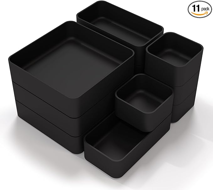 11-Piece Stackable Drawer Organizer Set, Stationery, Utensils in Bathroom by CHANCETSUI