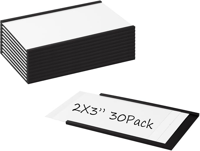 Realth Magnetic Label Holders 2'' x 3'' 30 Pack, Magnetic File Cabinet Labels | by Realth