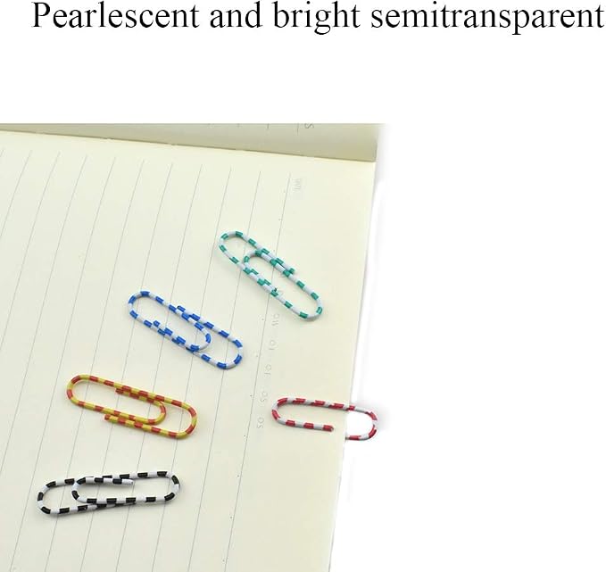 HAHIYO Paper Clips 1.3 inches Length Striped Paperclips Vinyl Coated Prevent - Image 4
