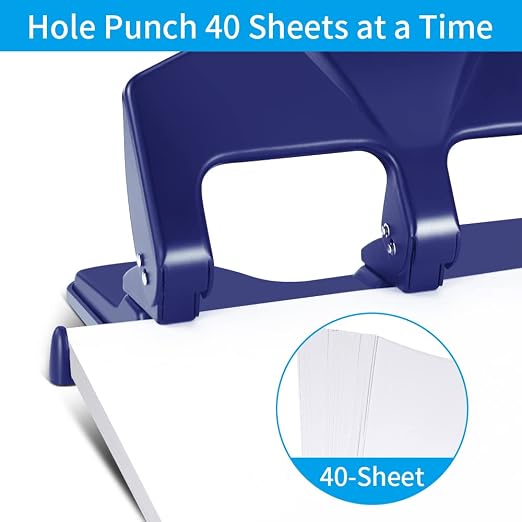AFMAT 3 Hole Punch Heavy Duty, 40-Sheet Three Hole Punch, 50% Reduced Effort - Image 2