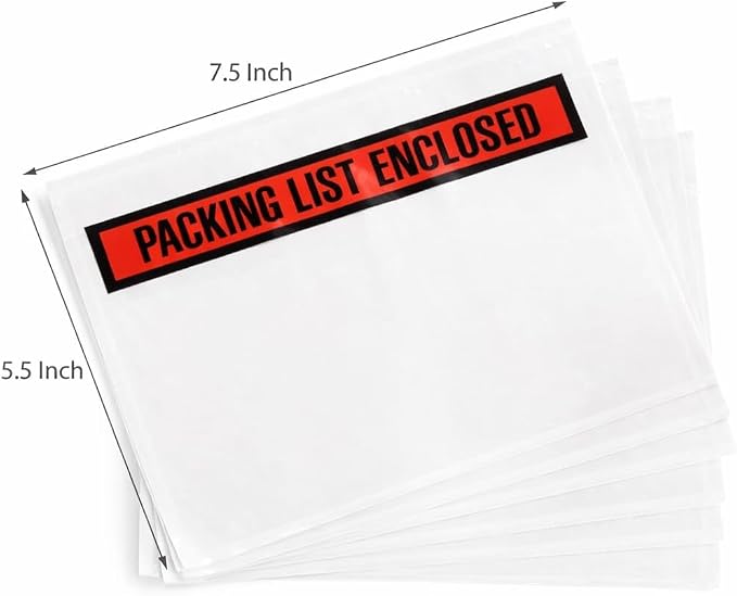 100 Count Packing List Envelopes, 7.5 x 5.5 Inch Clear Adhesive Shipping Pouches - Image 2