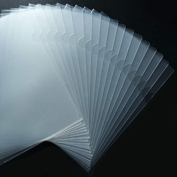 JIKIOU 30 Pack Clear Document Folder Copy Safe Project Pocket L-Type Clear by JIKIOU
