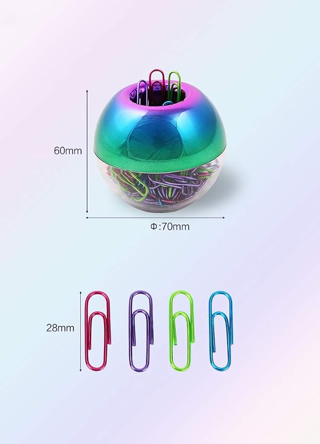 Rainbow Paper Clips Holder Medium Holographic Paper Clip Dispensers 100pcs 28mm - Image 6
