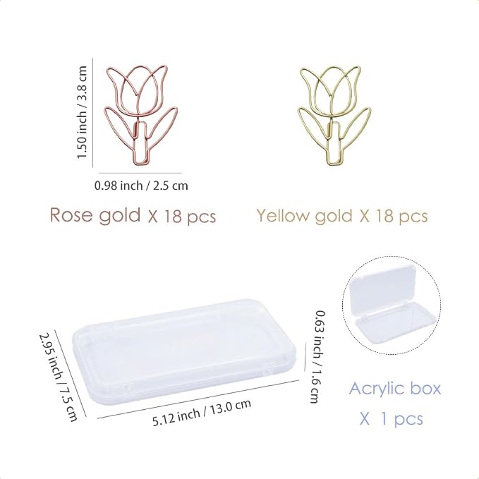OWLFAVO 36pcs Tulip Flower Shape Paper Clips - Image 2