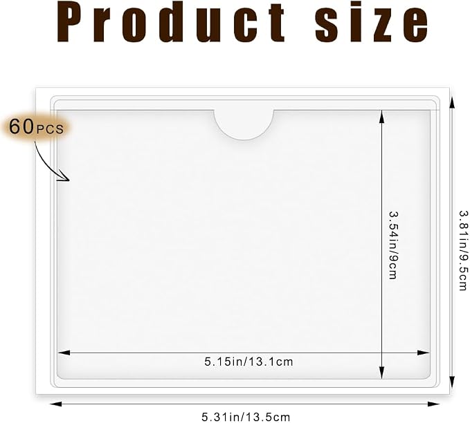 60 Pack 3 X 5 Inches Adhesive Index Card Pockets, Storage Bins - Image 2