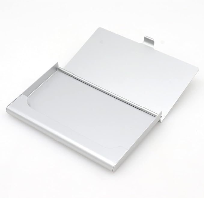Pack of 2 Silver Metal Business Card Holder, Aluminum Alloy Business Card Case - Image 8