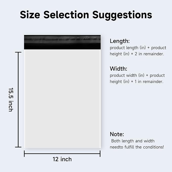 White Poly Mailers 12x15.5 Inch, 200 Pack | Self-seal shipping bags - Image 4
