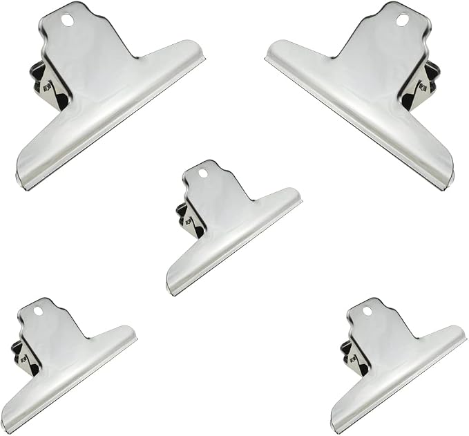 HAHIYO 5.7inch Silver Bulldog Clips Metal File Hinge Binder Clamps Save Space by HAHIYO