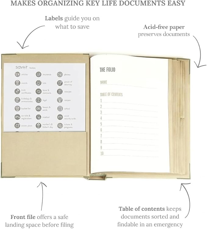 The Folio® Important Document Organizer by Savor | Binder - Image 3