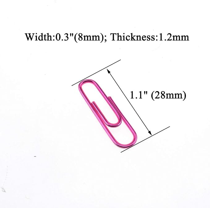 HAHIYO Paper Clips 1.1" Length Pink Paperclips Bright Colors Vinyl Coated - Image 2